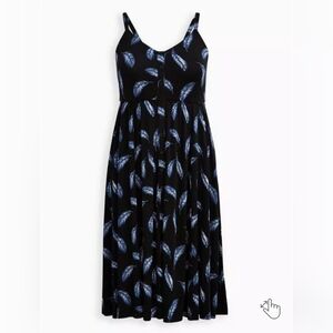 Torrid Midi Super Soft Button-Front Skater Dress Feather Black
